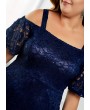 Strappy Cold Shoulder Sequin Detail Back Zipper Lace Dress
