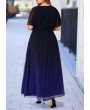 Plus Size Blue Gradient Back Zipper Dress
