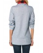 Button Detail Long Sleeve Plaid Print Sweatshirt