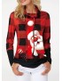 Santa Claus and Plaid Print Drawstring Detail Sweatshirt