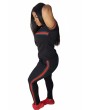 Plus Size Striped Two-Piece Sports Style Tee And Pants Set Black