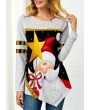 Asymmetric Hem Santa Claus Print Sweatshirt