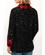 Cowl Neck Plaid Print Long Sleeve Christmas Sweatshirt