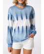 Long Sleeve Round Neck Printed Blue Sweatshirt