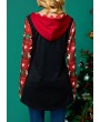 Christmas Print Lace Up Neck Long Sleeve Hoodie