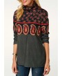 Cowl Neck Long Sleeve Printed Sweatshirt