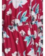 Floral Print Button Up Maxi Dress - Red M