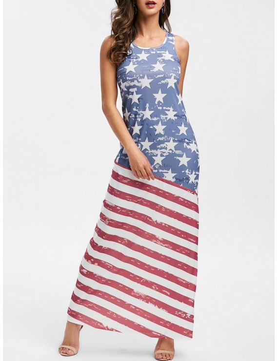 American Flag Print Sleeveless Dress -  2xl
