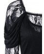 Lace Panel High Low Maxi Dress - Black M