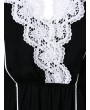 Lace Applique Contrasting Maxi Dress - Black M