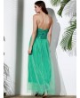 Strapless Sequin Long Swing Prom Evening Dress - Green M