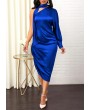 One Shoulder Asymmetric Hem Royal Blue Dress