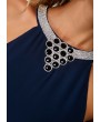 Embellished Neck Asymmetric Hem Chiffon Overlay Dress