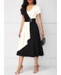 Color Block Short Sleeve High Waist Dress