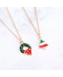 2pcs Christmas Wreath Pendant Necklaces for Lady
