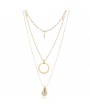 Gold Metal Seashell Pendant Layered Necklace