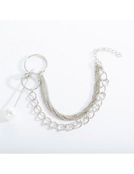 Silver Metal Pearl Embellished Necklace for Women