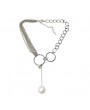 Silver Metal Pearl Embellished Necklace for Women
