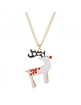 Christmas Elk Pendant Gold Metal Necklace Set