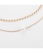 Pearl Embellished Gold Metal Necklace for Lady