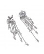 Chain Tassel Rhinestone Embellished Silver Earrings