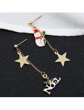 Star Pendant Snowman Embellished Earrings for Women
