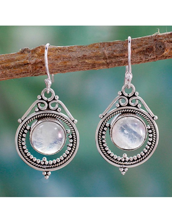 Rhinestone Decorated Silver Metal Earrings for Women