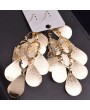 Woman Metal Fish Scale Embellished Pendant Gold Earrings