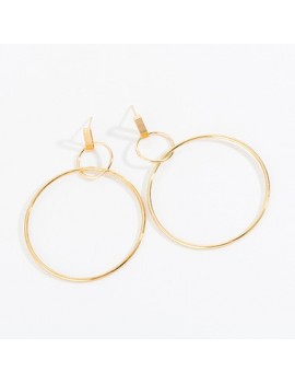 Women's Circle Shape Gold Metal Earrings