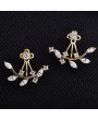 Rhinestone Decorated Cutout Design Gold Earrings