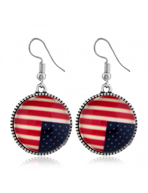Round Shape American Flag Design Earrings