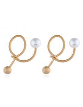 Faux Pearl Embellished Gold Metal Earrings