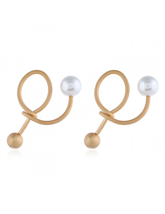 Faux Pearl Embellished Gold Metal Earrings