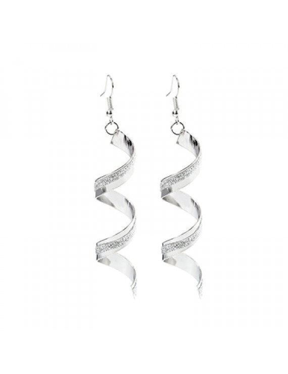 Silver Metal Spiral Hook Earrings for Women