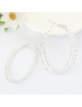 Silver Multi Layered Beads Decorated Round Shape Earrings