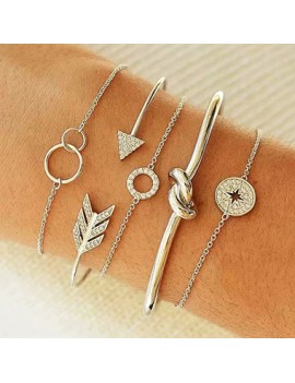 Knot Design Silver Metal Bracelet Set