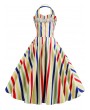 Halter Striped Flared Vintage Dress - Multi-a 2xl