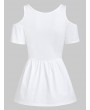 Cold Shoulder Solid T Shirt - White M