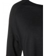 Solid Color Raglan Sleeve Irregular Hem T-shirt - Black M