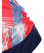 American Flag Butterfly Print Skew Neck T-shirt -  S