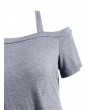 Knotted Skew Neck Short Sleeve Tee - Gray Xl