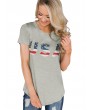 American Flag Short Sleeve Tunic Tee - Platinum M