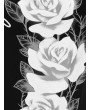 Floral Print Skew Neck T Shirt - Black L