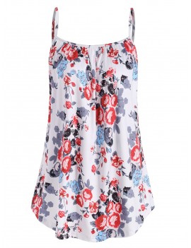 Casual Flower Print Cami Top - White L