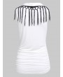Two Tone Ruched Tassels Tank Top - White L