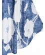 Floral Print Sweetheart Collar Flare Tank Top - Silk Blue 2xl