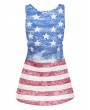 American Flag High Low Casual Tank Top - Blue L