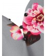 Flower Print Ruffles Cami Top - Gray M