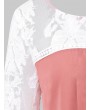 Bell Sleeve Two Tone Blouse - Bean Red M