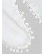 Applique Panel Pompom Slit Tunic Blouse - White L